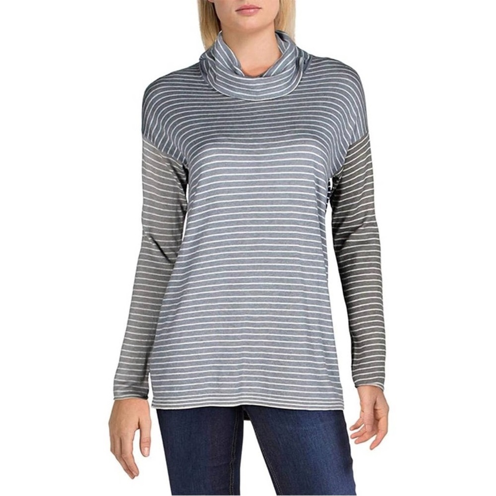 Nic + Zoe Cashmere Modal Cowl Neck Tranquil‎ Sweater Women's Small Striped